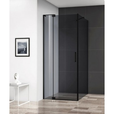 Душевой уголок Cezares Slider 1000-1100x900x1950 SLIDER-AH-1-90-100/110-GRIGIO-NERO профиль чёрный/матовый, стекло серое